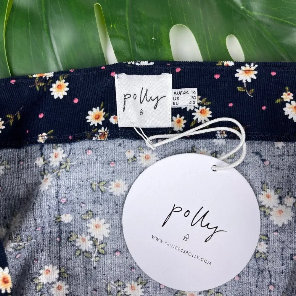 Princess Polly NWT Luisa Daisy Floral 90s Corduroy Mini Skirt